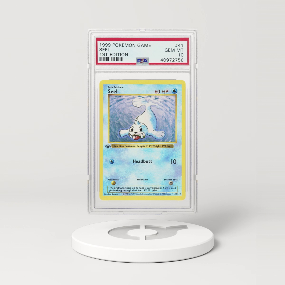 1999 Pokémon Base Set Shadowless 1st Edition Seel #41 (PSA 40972756)