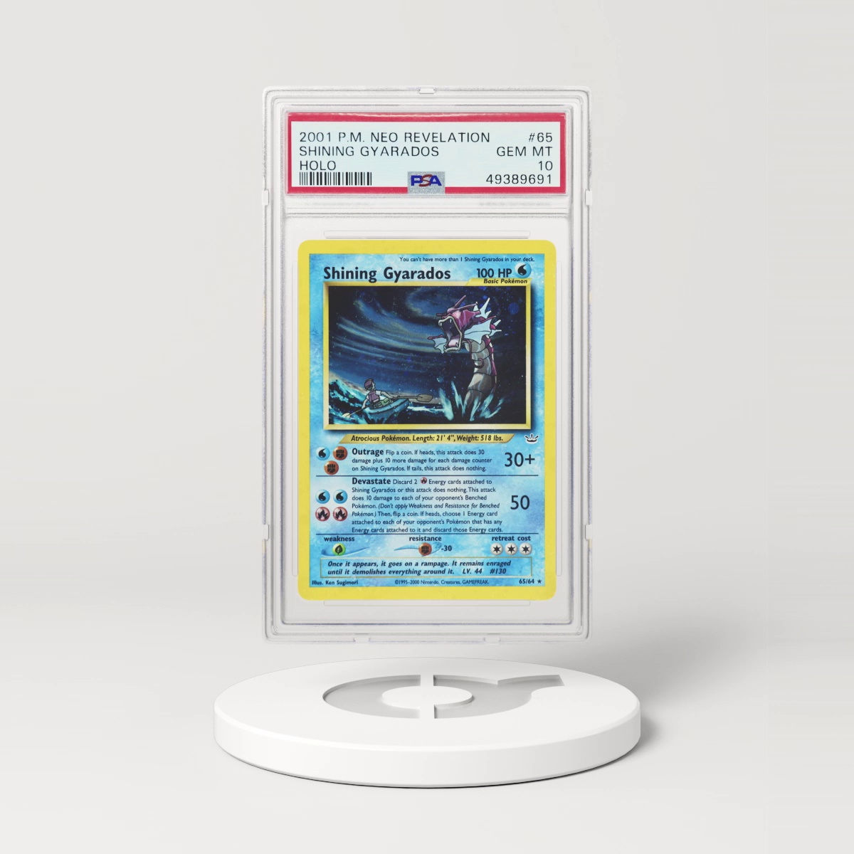 2001 Pokémon Neo Revelation Holo Shining Gyarados #65 (PSA 49389691)