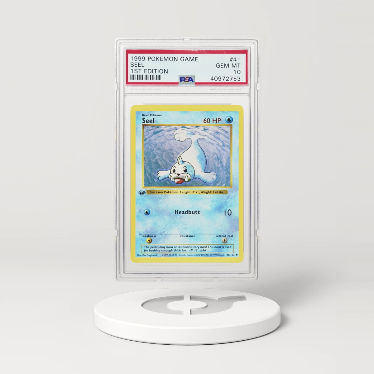 1999 Pokémon Base Set Shadowless 1st Edition Seel #41 (PSA 40972753)
