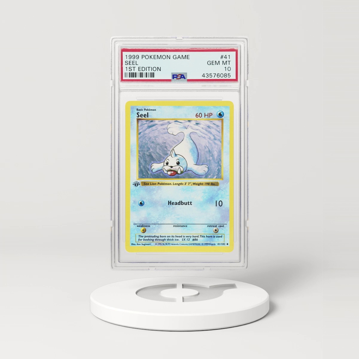 1999 Pokémon Base Set Shadowless 1st Edition Seel #41 (PSA 43576085)