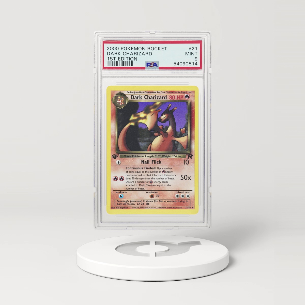 2000 Pokémon Team Rocket 1st Edition Dark Charizard #21 (PSA 54090814)