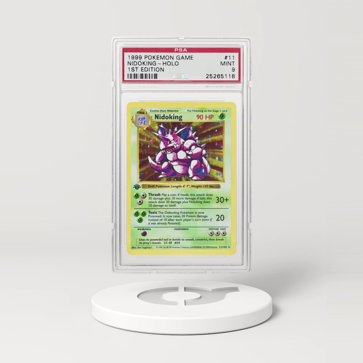 1999 Pokémon Base Set Shadowless 1st Edition Holo Nidoking #11 (PSA 25265118)