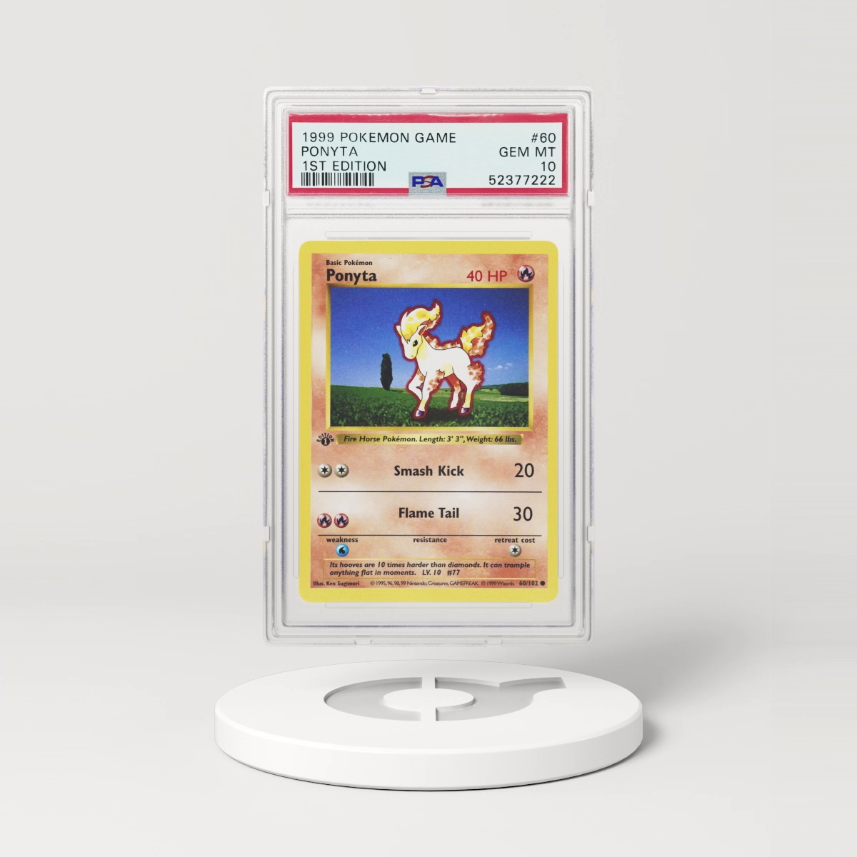 1999 Pokémon Base Set Shadowless 1st Edition Ponyta #60 (PSA 52377222)