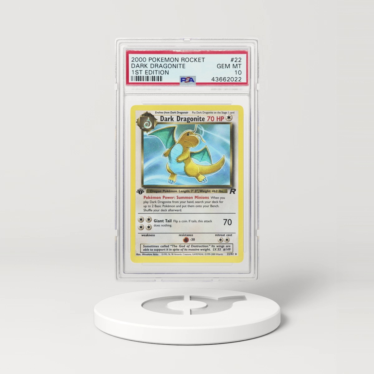 2000 Pokémon Team Rocket 1st Edition Dark Dragonite #22 (PSA 43662022)