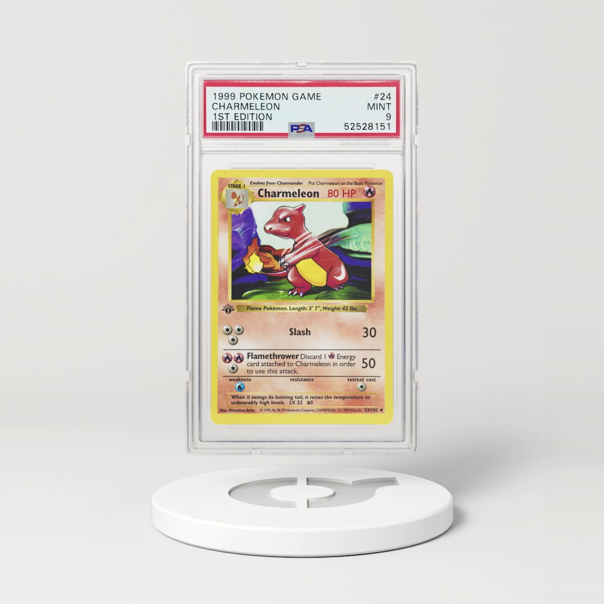 1999 Pokémon Base Set Shadowless 1st Edition Charmeleon #24 (PSA 52528151)