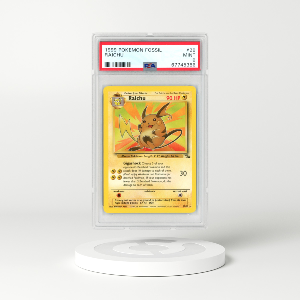 1999 Fossil #29 Raichu (PSA 9 MINT)