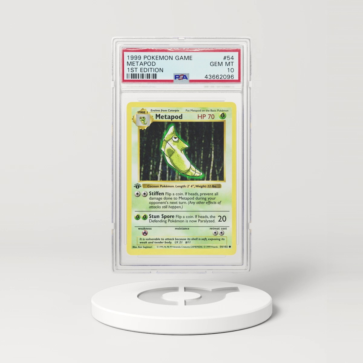 1999 Pokémon Base Set Shadowless 1st Edition Metapod #54 (PSA 43662096)