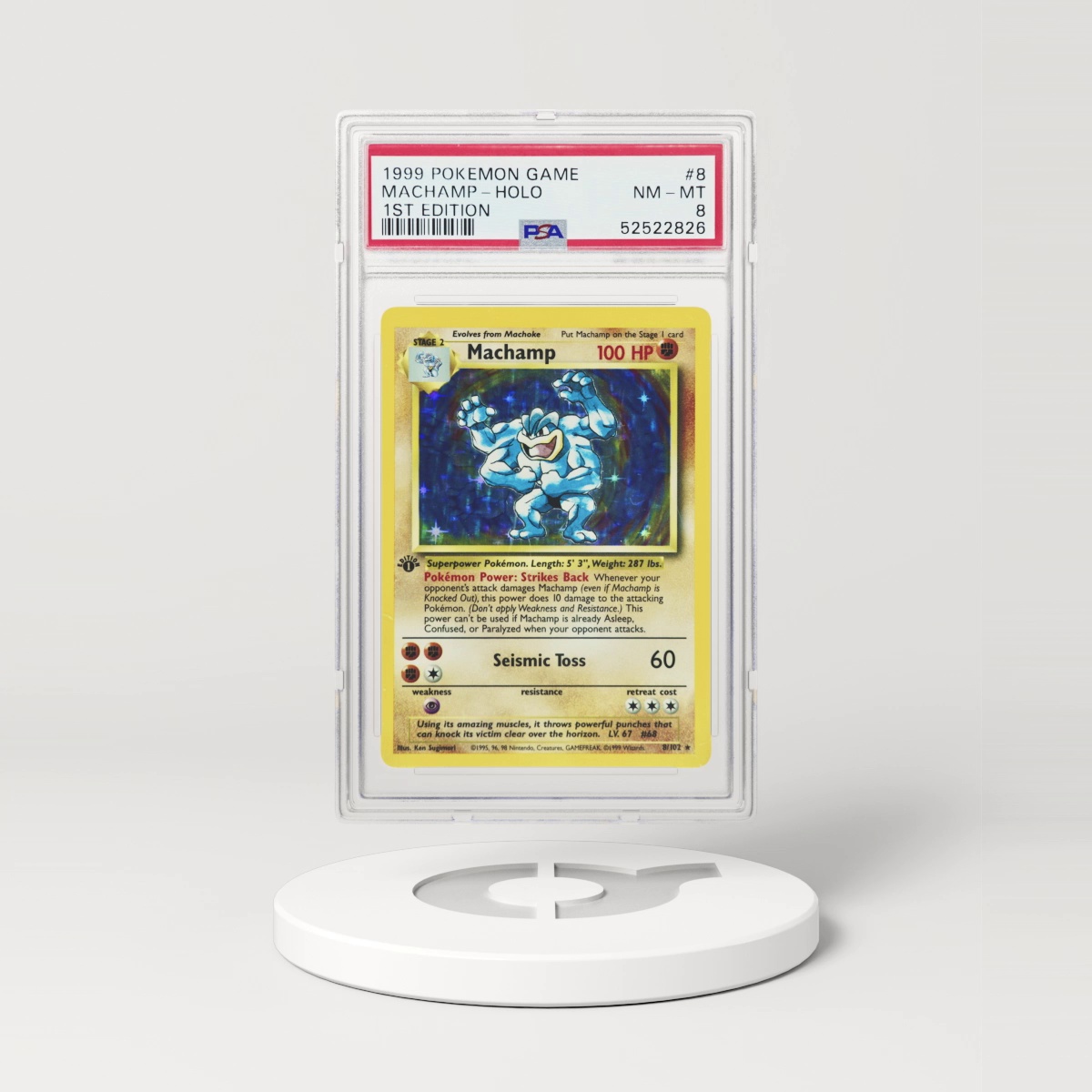 1999 Pokémon Base Set 1st Edition Holo Machamp #8 (PSA 52522826)