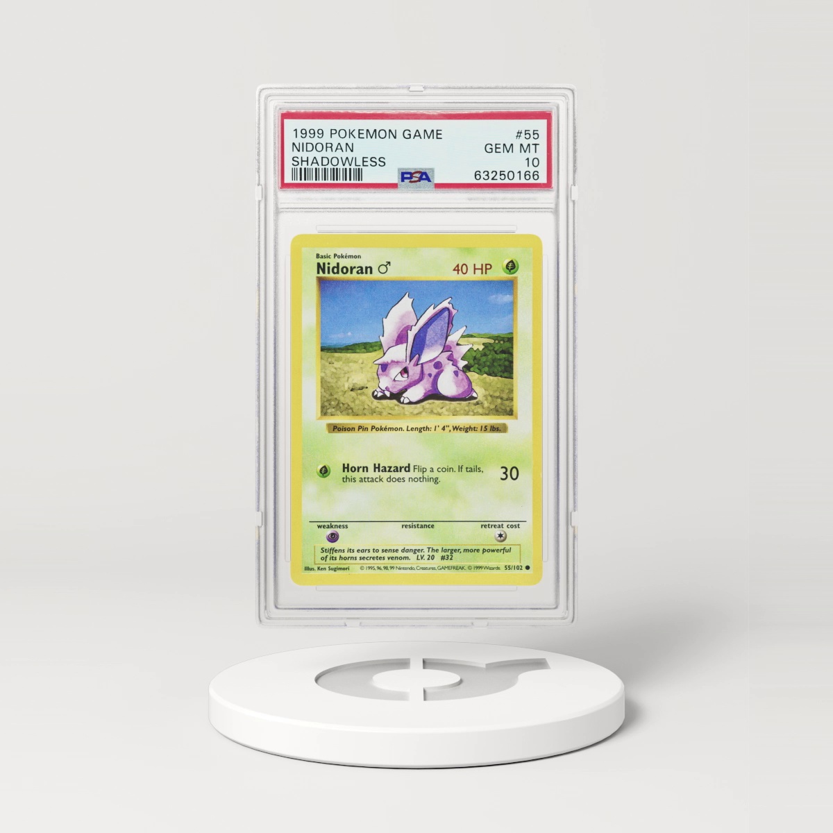 1999 Pokémon Base Set Shadowless Nidoran (M) #55 (PSA 63250166)