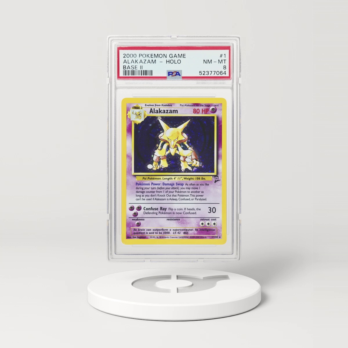 2000 Pokémon Base Set 2 Holo Alakazam #1 (PSA 52377064)