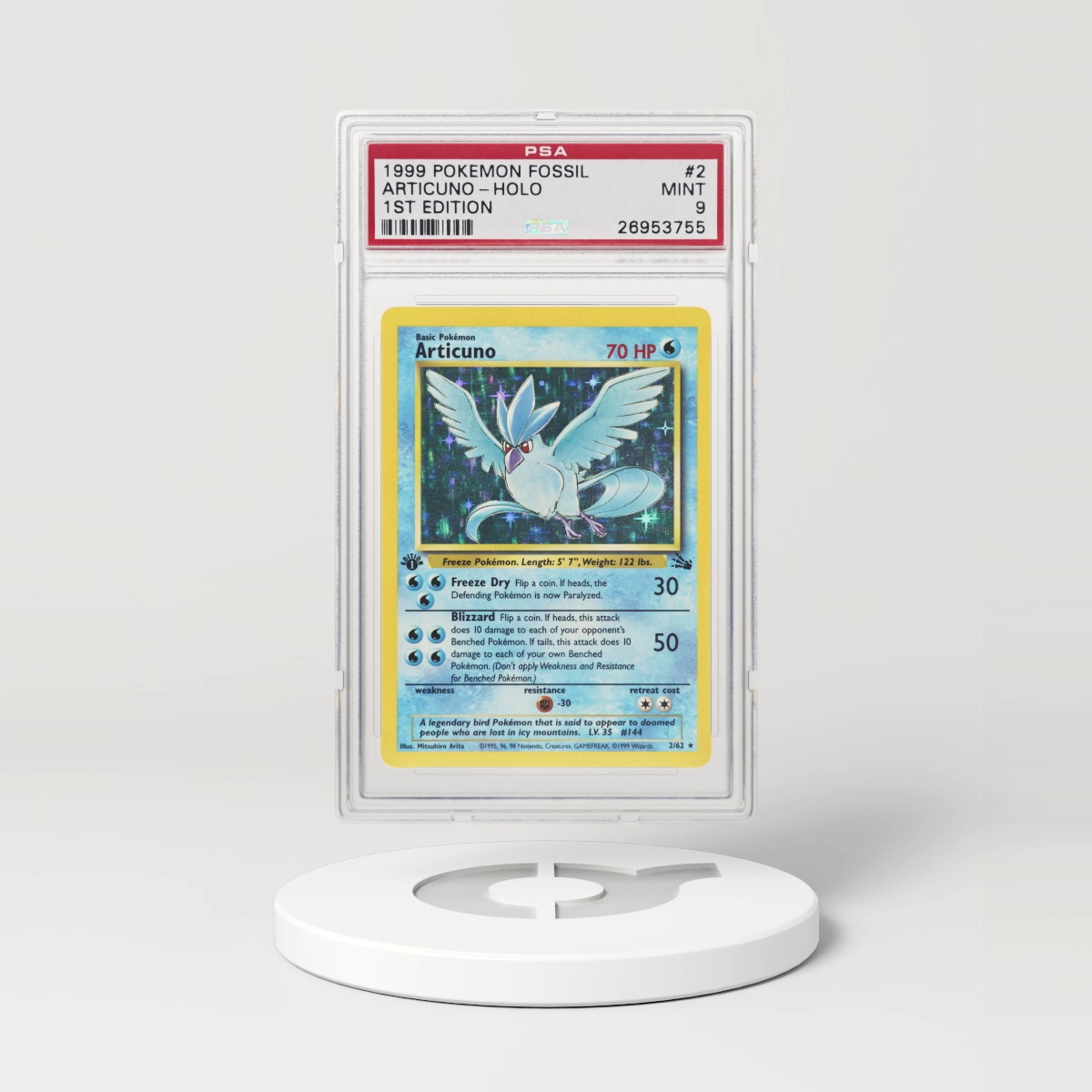 1999 Pokémon Fossil 1st Edition Holo Articuno #2 (PSA 26953755)