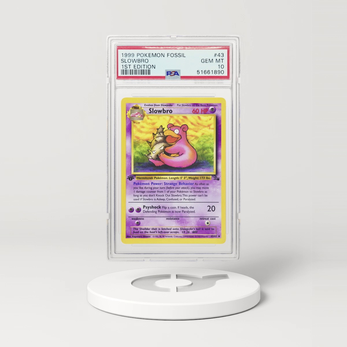 1999 Pokémon Fossil 1st Edition Slowbro #43 (PSA 51661890)