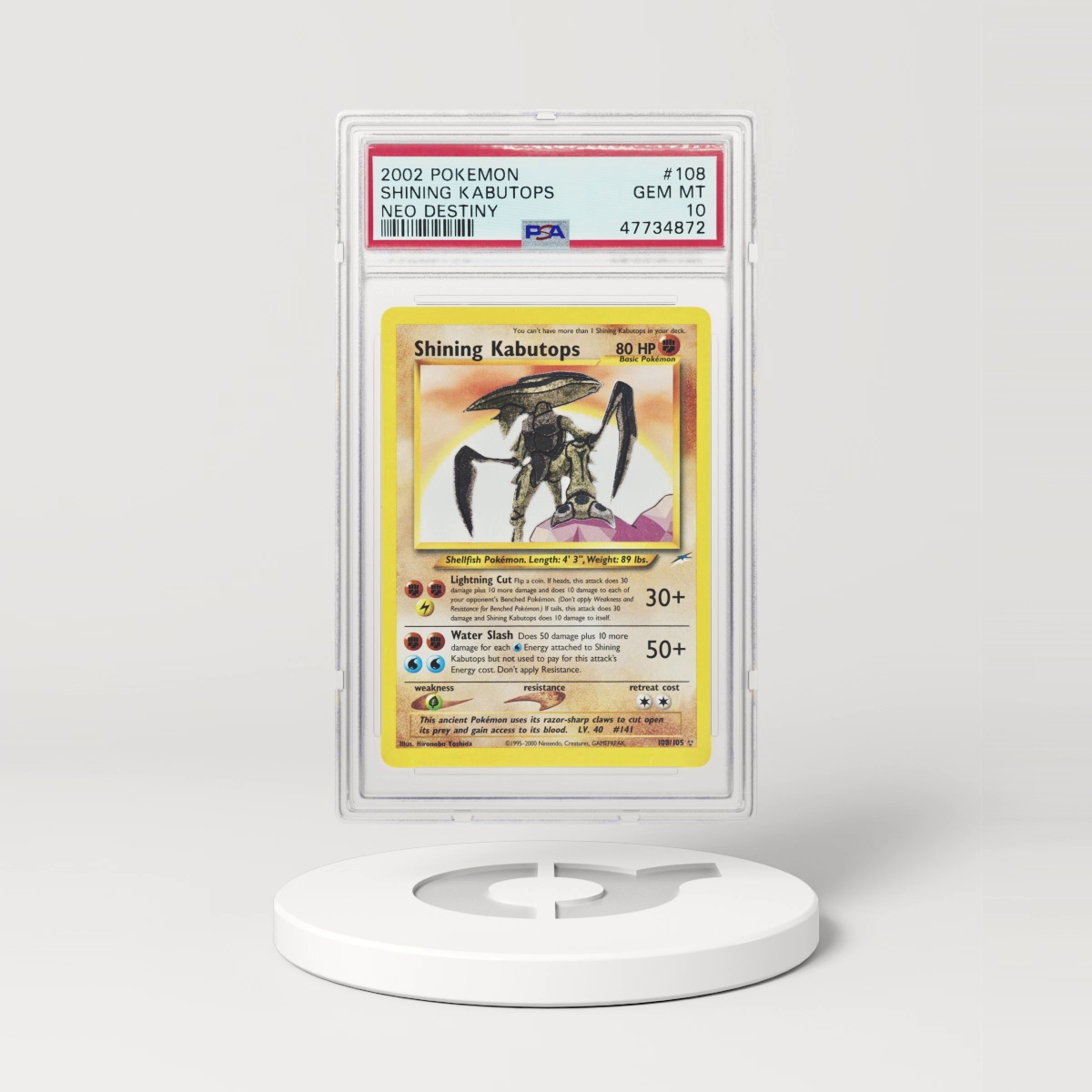 2002 Pokémon Neo Destiny Shining Kabutops #108 (PSA 47734872)