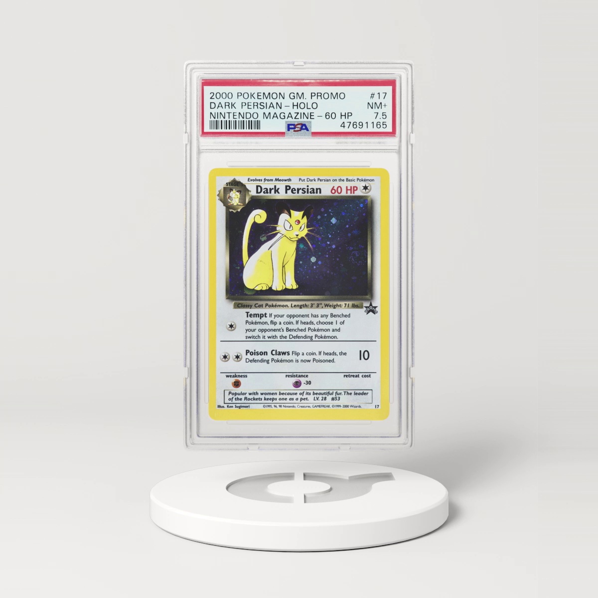 2000 Pokémon Promo Nintendo Power 60 HP Holo Dark Persian #17 (PSA 47691165)