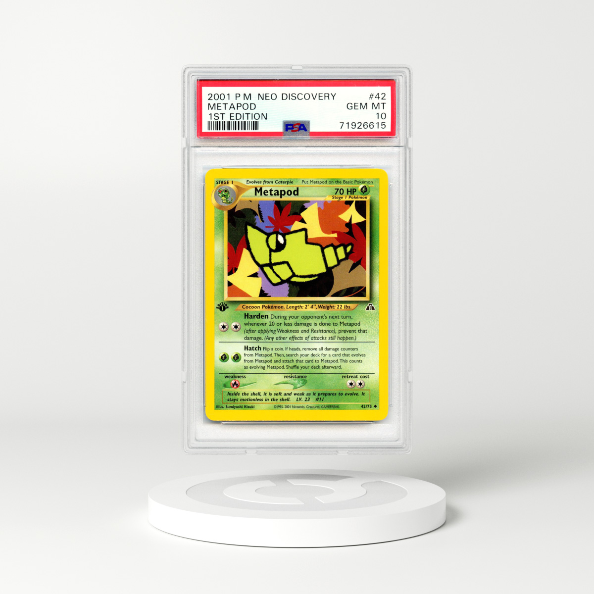 2001 Neo Discovery #42 Metapod - 1st Edition (PSA 10 GEM MINT)