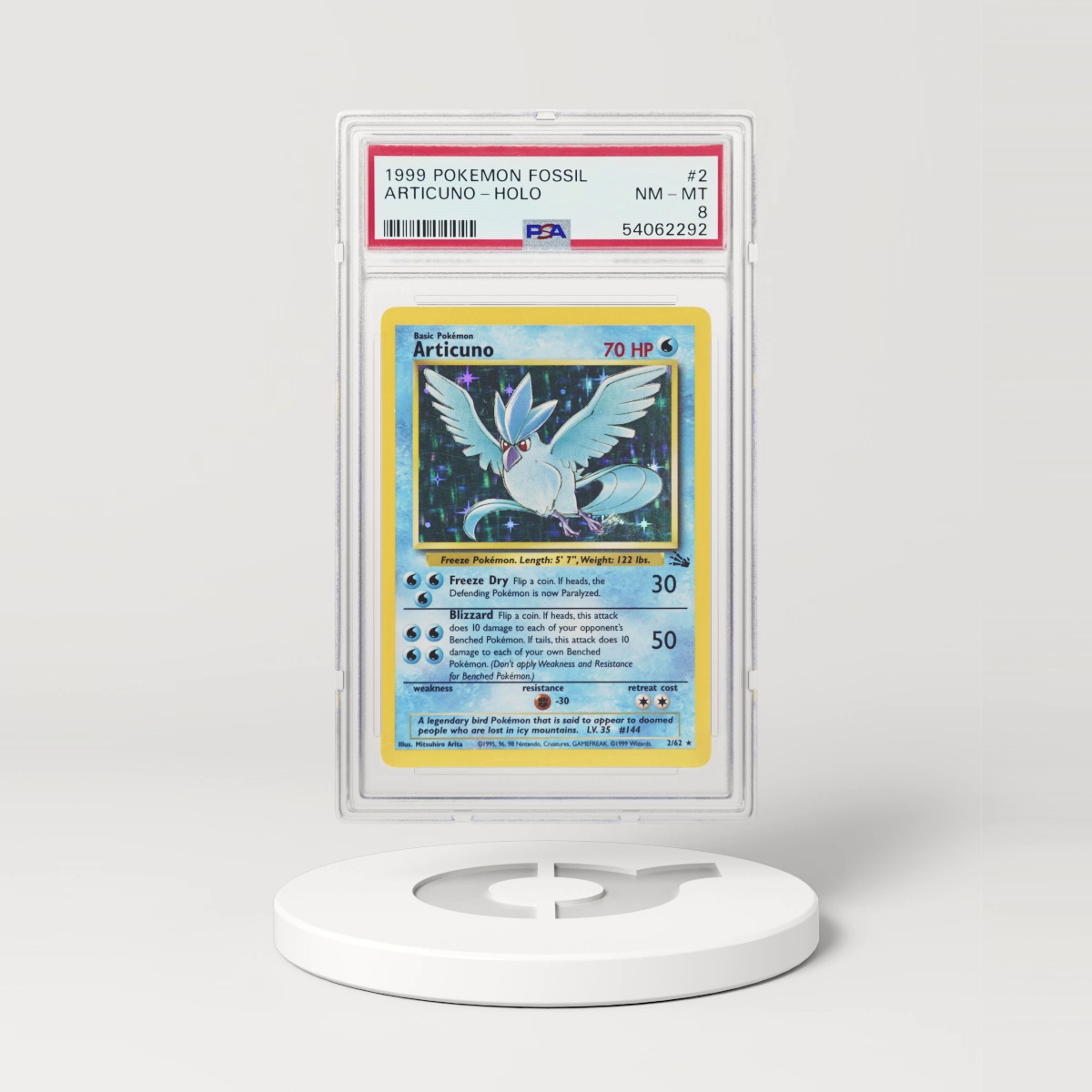 1999 Fossil #2 Articuno - Holo (PSA 8 NM-MT)