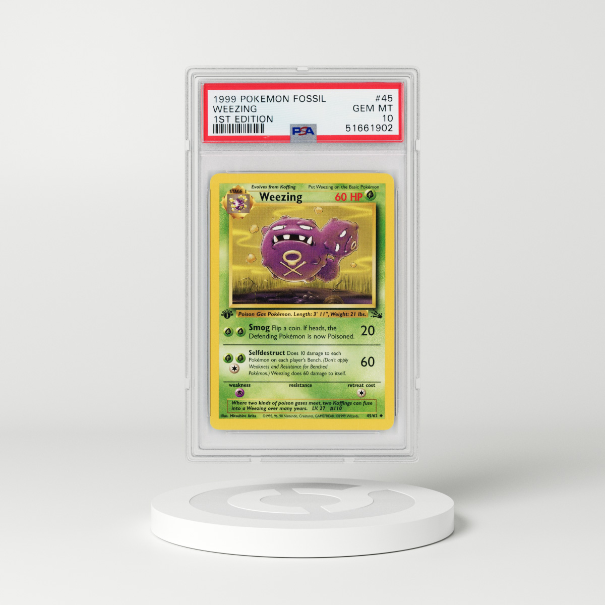 1999 Fossil #45 Weezing - 1st Edition (PSA 10 GEM MINT)