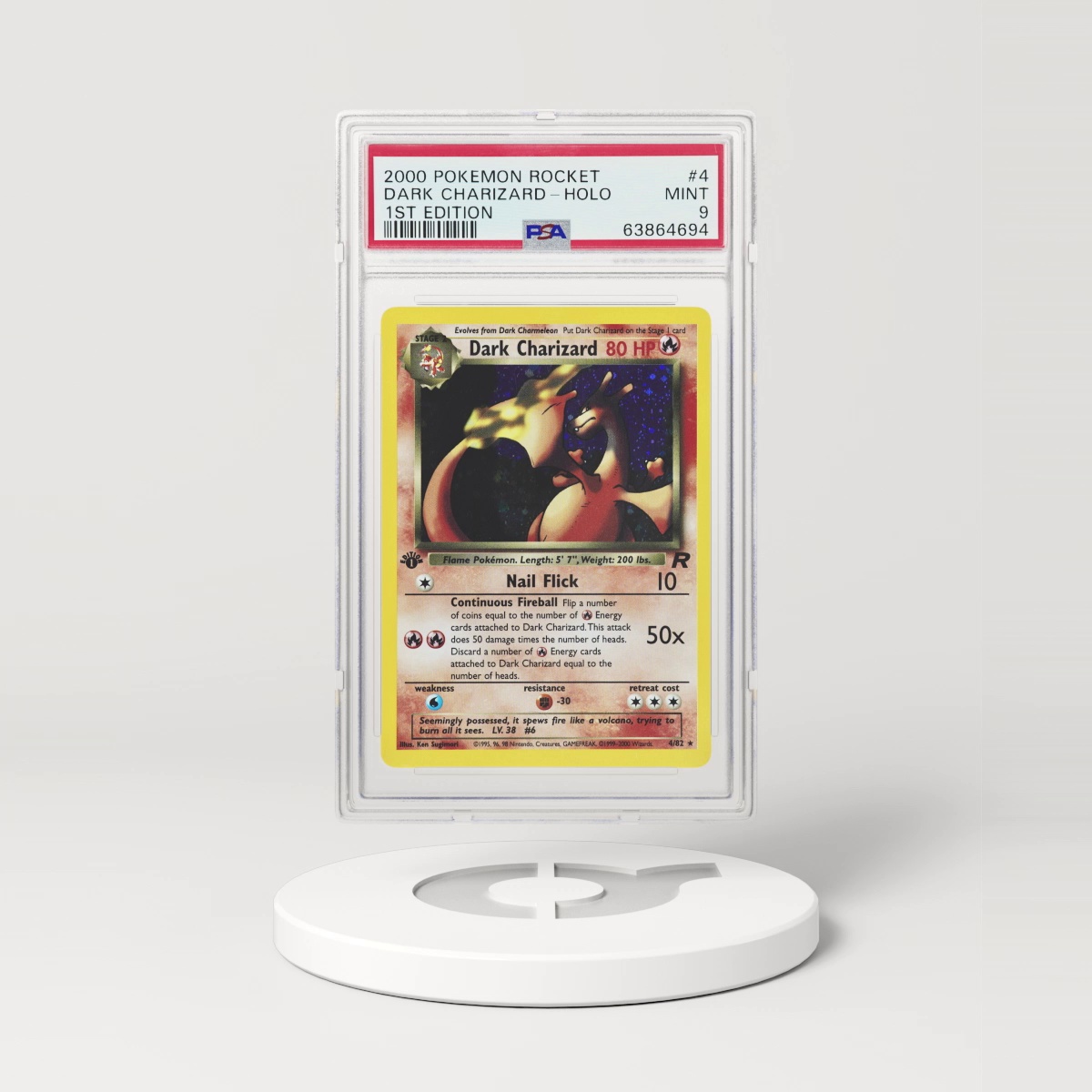 2000 Team Rocket #4 Dark Charizard - 1st Edition Holo (PSA 9 MINT)