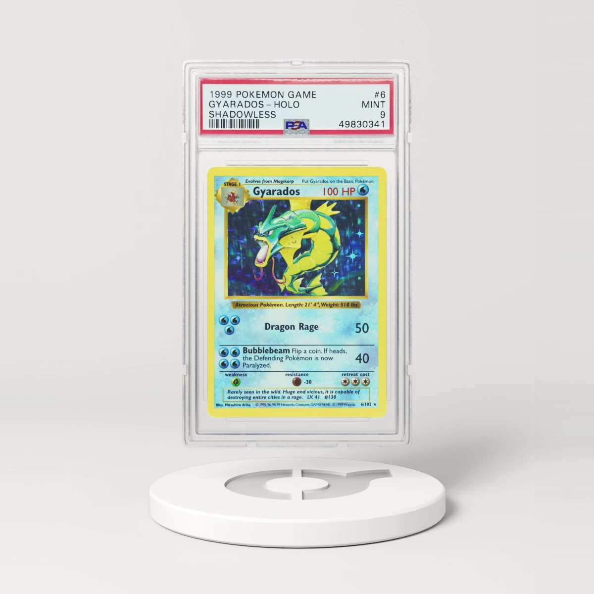 1999 Base Set #6 Gyarados - Shadowless Holo (PSA 9 MINT)