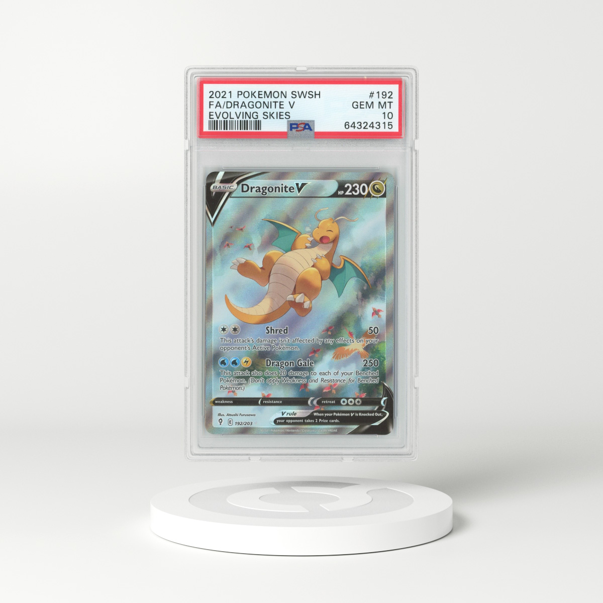 2021 Evolving Skies #192 Dragonite V - Full Art Holo (PSA 10 GEM MINT)