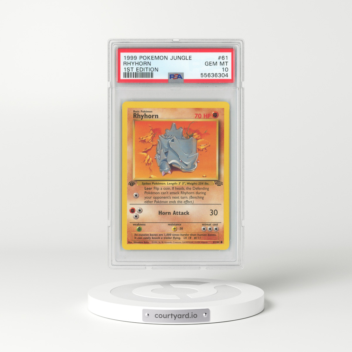 1999 Jungle #61 Rhyhorn - 1st Edition (PSA 10 GEM MINT)