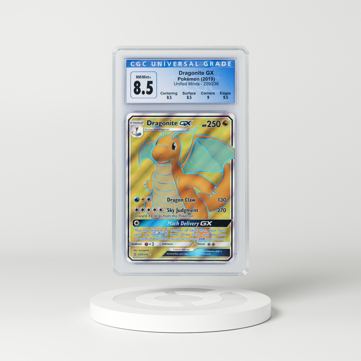 2019 Unified Minds #229 Dragonite GX (CGC 8.5 NM-MT+)