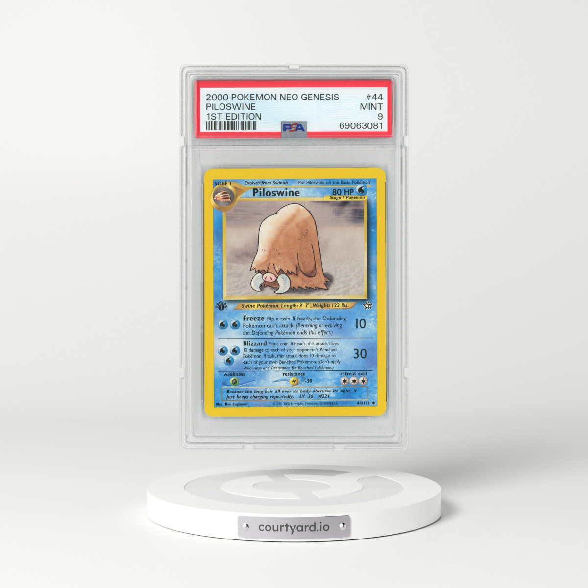 2000 Neo Genesis #44 Piloswine - 1st Edition (PSA 9 MINT)