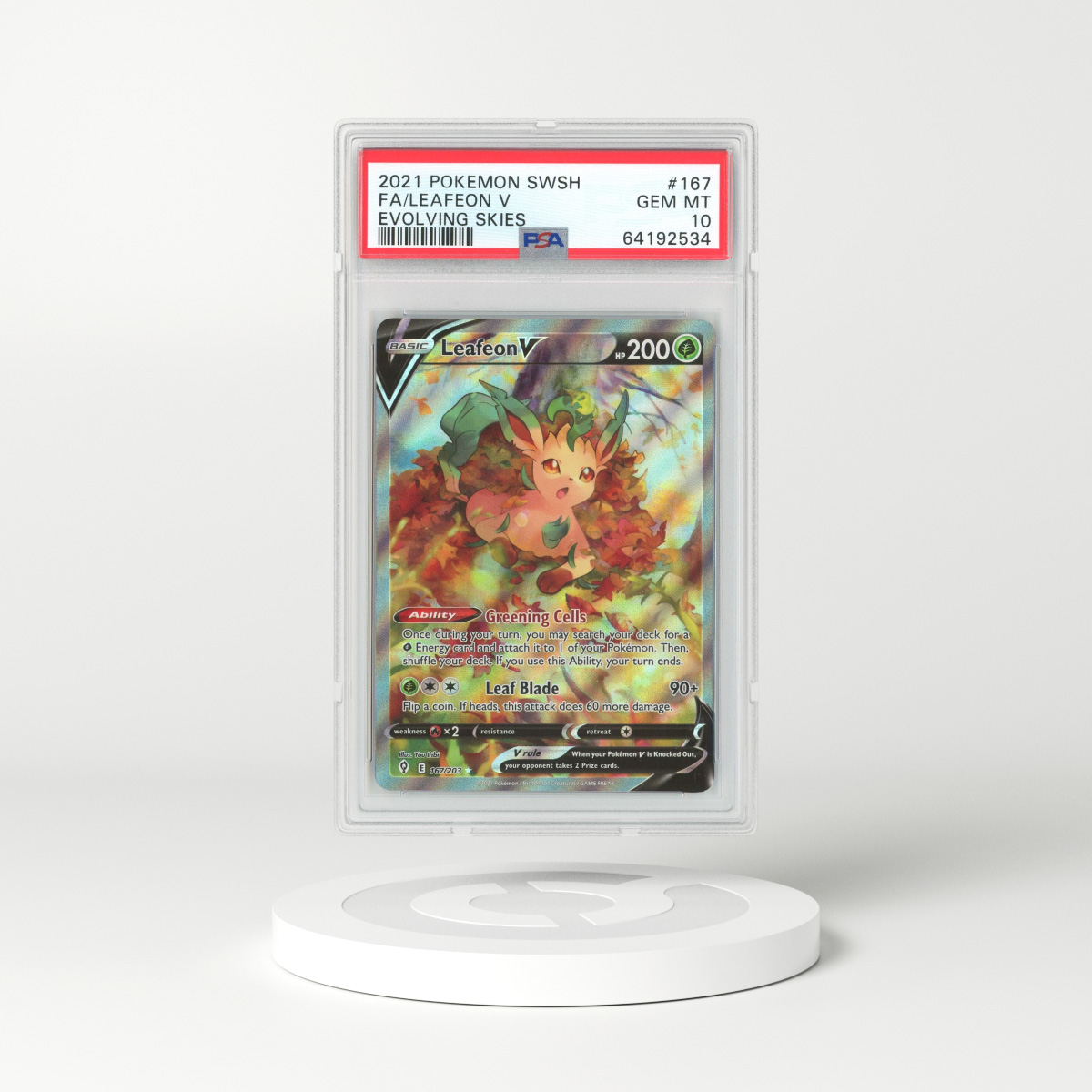 2021 Evolving Skies #167 Leafeon V - Full Art Holo (PSA 10 GEM MINT)