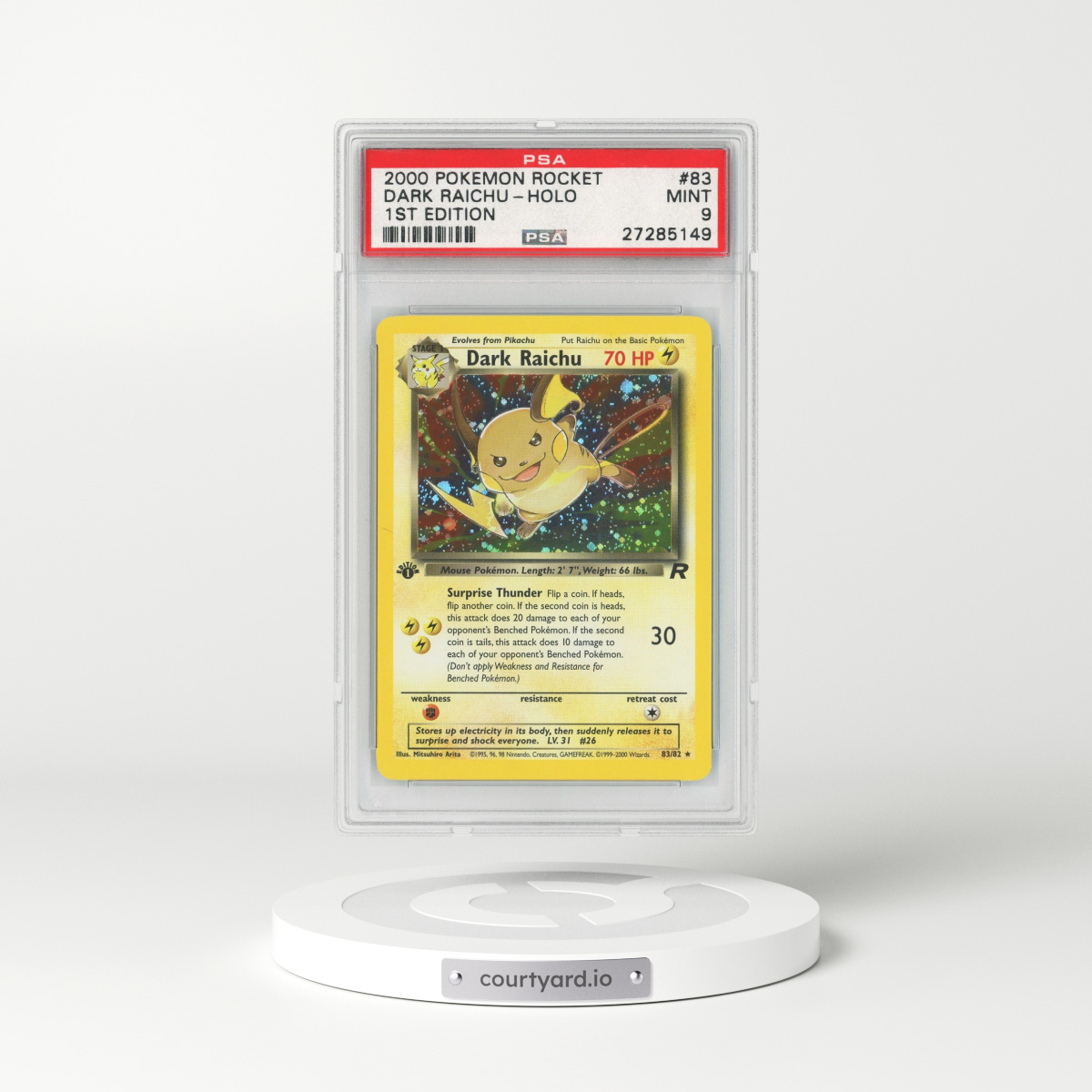 2000 Team Rocket #83 Dark Raichu - 1st Edition Holo (PSA 9 MINT)