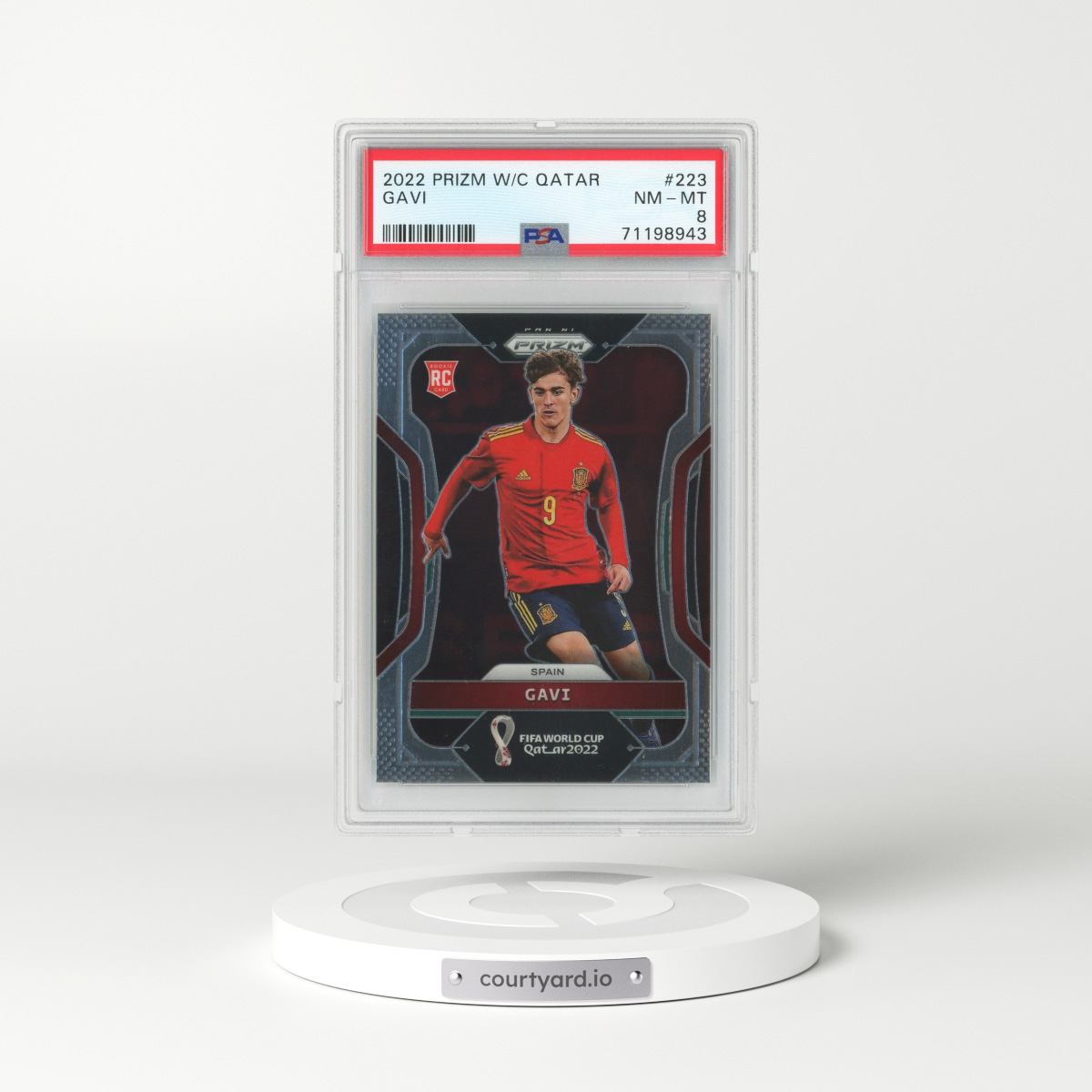 2022 Prizm World Cup Qatar #223 Gavi (PSA 8 NM-MT)