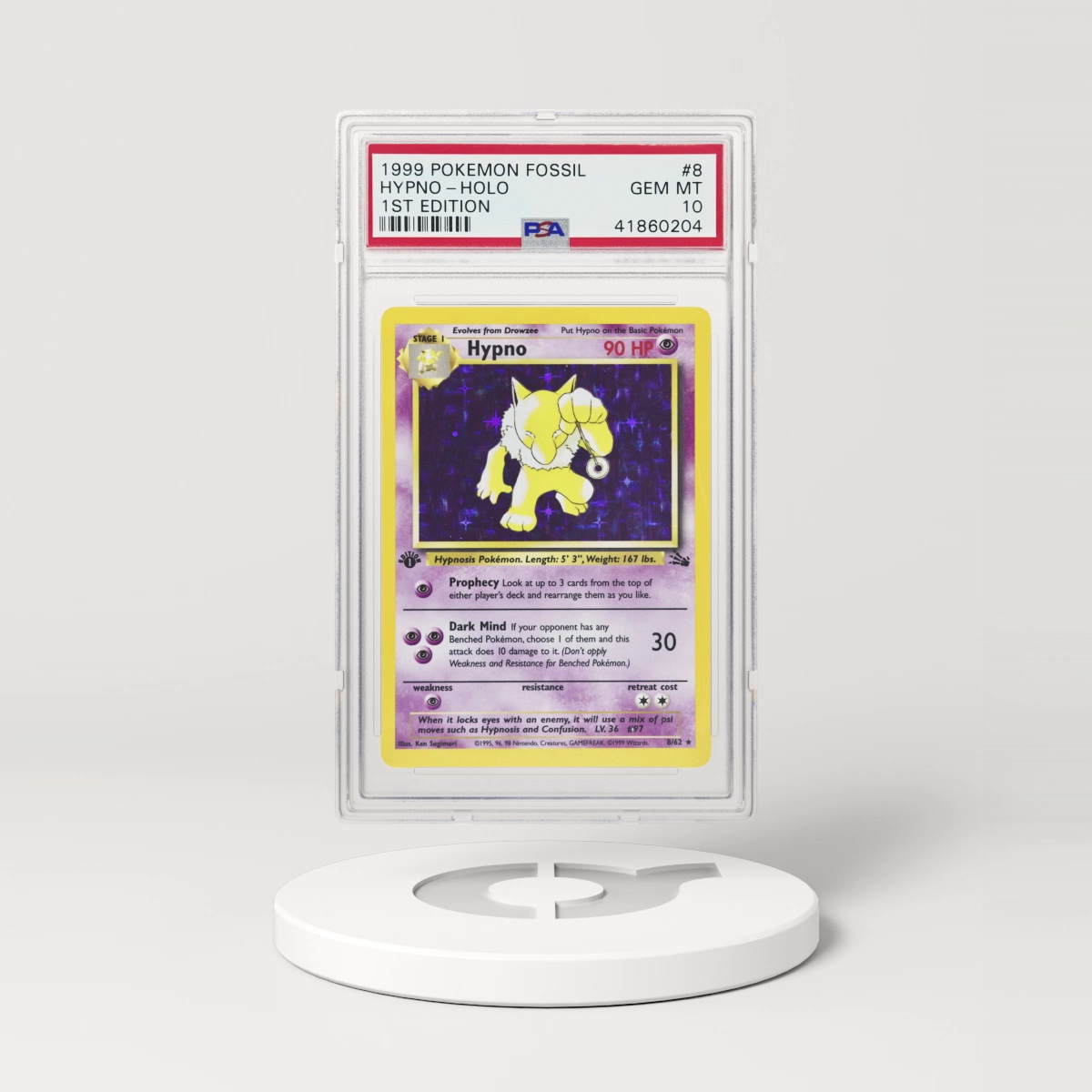 1999 Fossil #8 Hypno - 1st Edition Holo (PSA 10 GEM MINT)