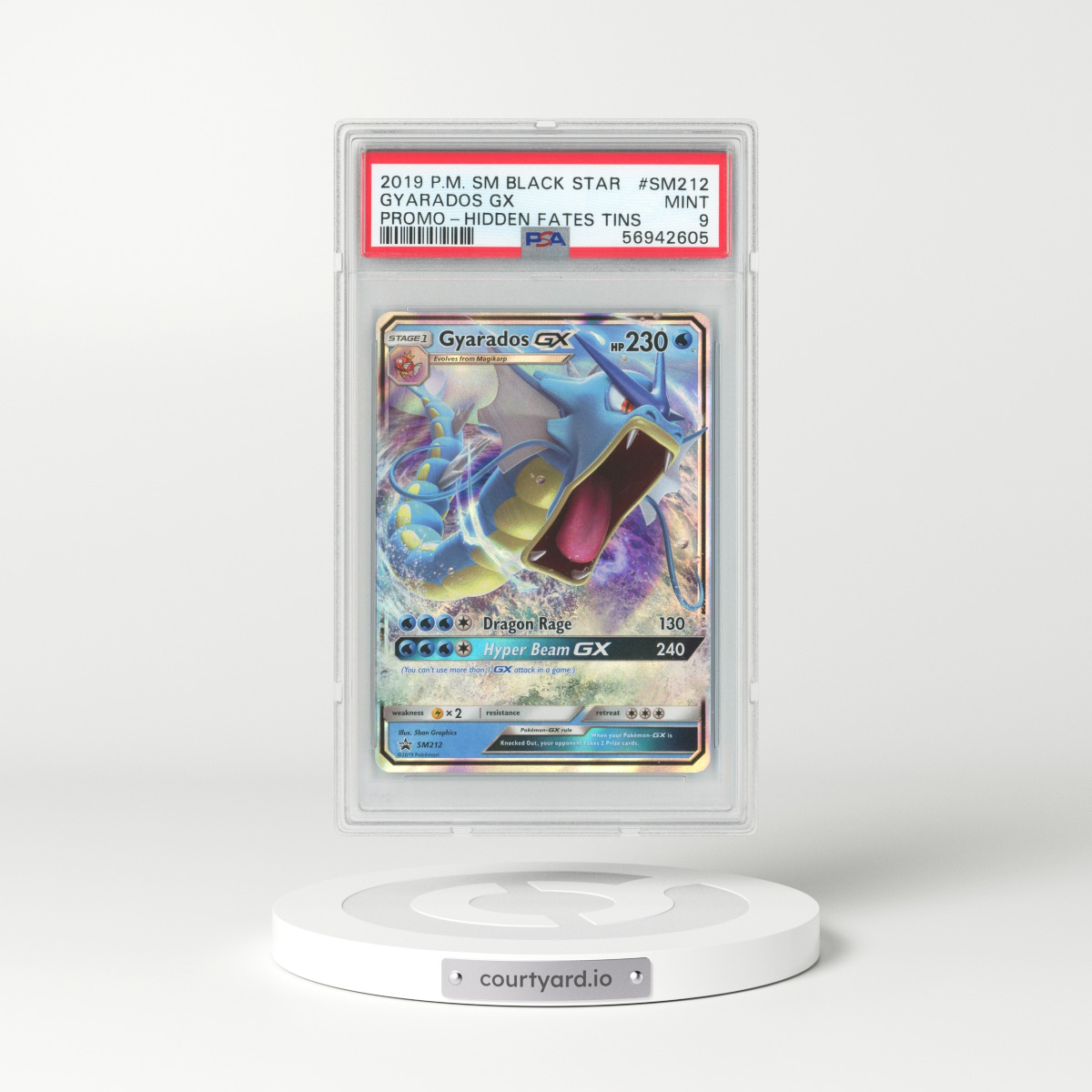 2019 Hidden Fates #SM212 Gyarados GX - Full Art Holo (PSA 9 MINT)