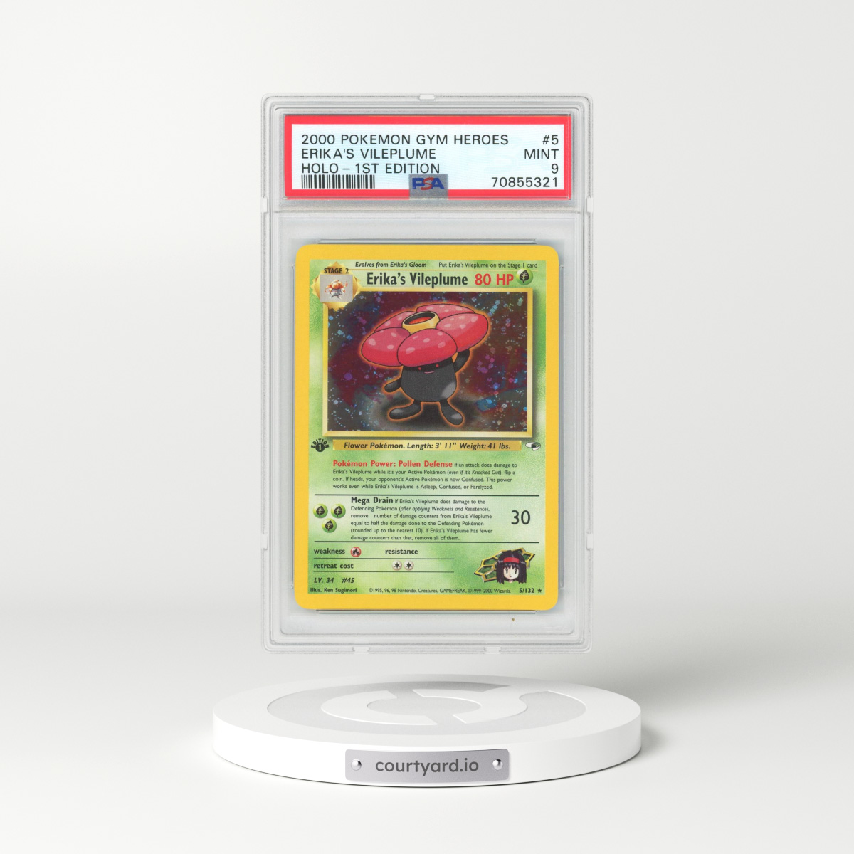 2000 Gym Heroes #5 Erika's Vileplume - 1st Edition Holo (PSA 9 MINT)