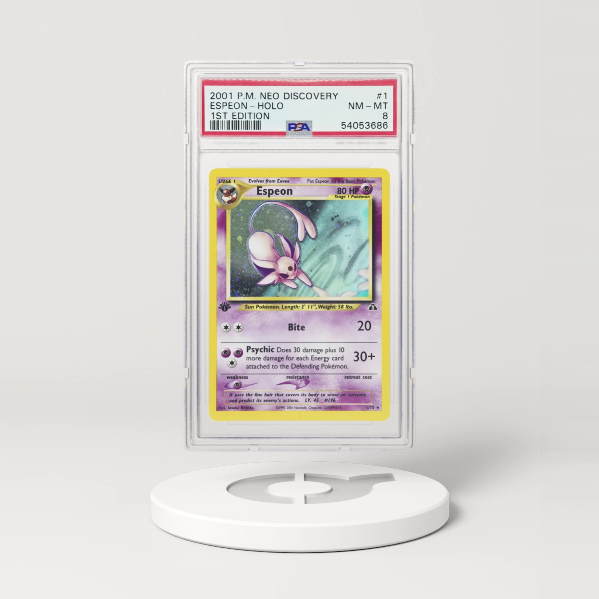 2001 Neo Discovery #1 Espeon - 1st Edition Holo (PSA 8 NM-MT)
