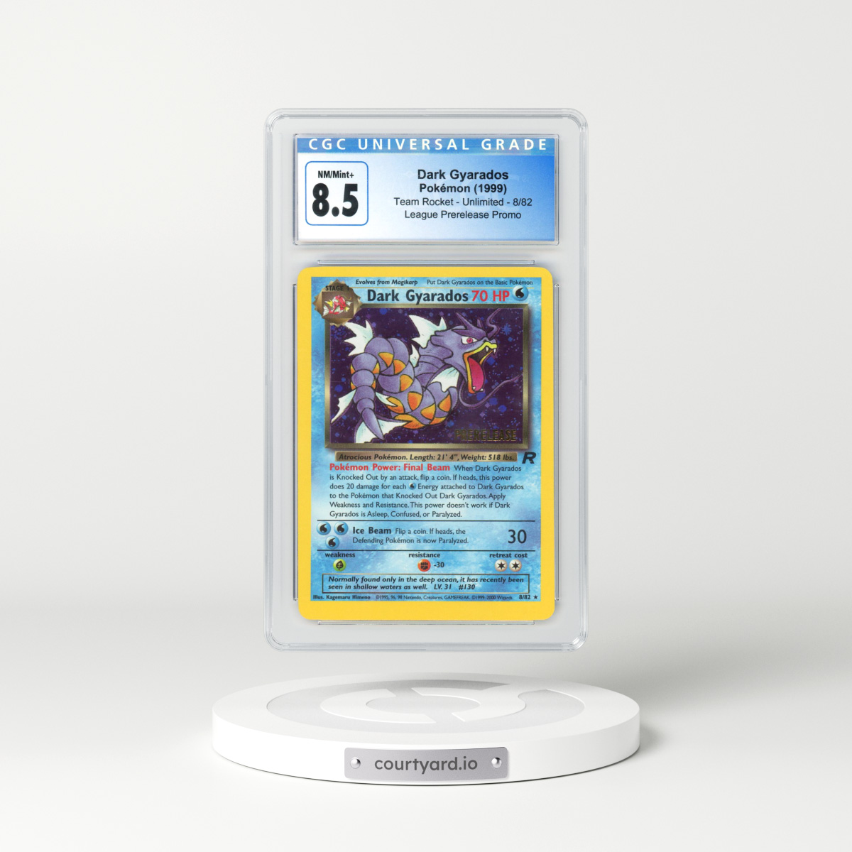 1999 Team Rocket #8 Dark Gyarados (Prerelease) - Holo (CGC 8.5 NM-MT+)