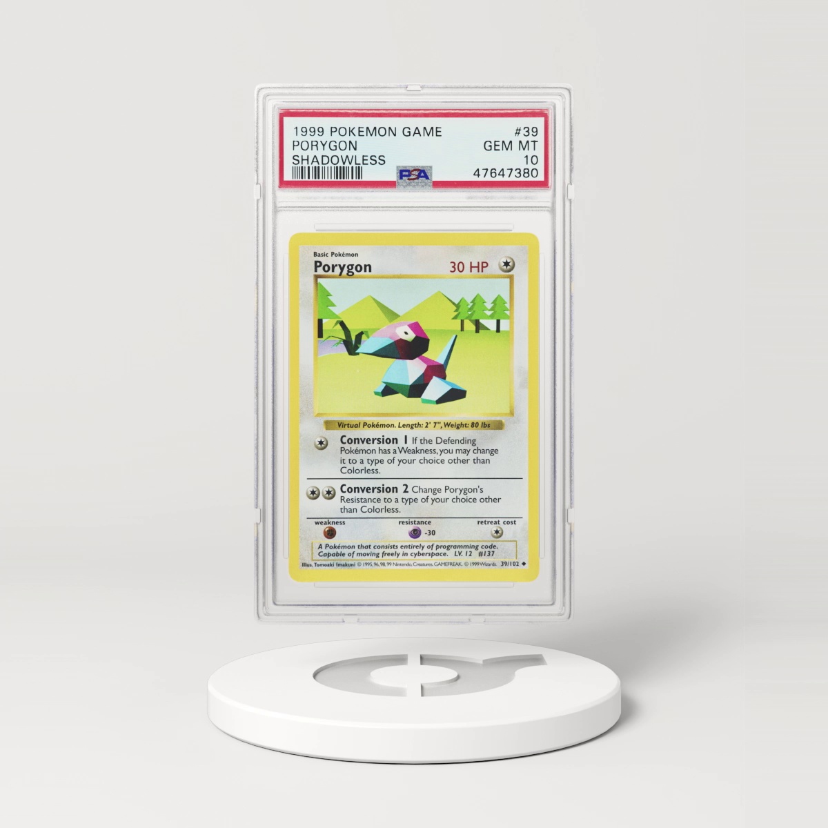 1999 Base Set #39 Porygon - Shadowless (PSA 10 GEM MINT)