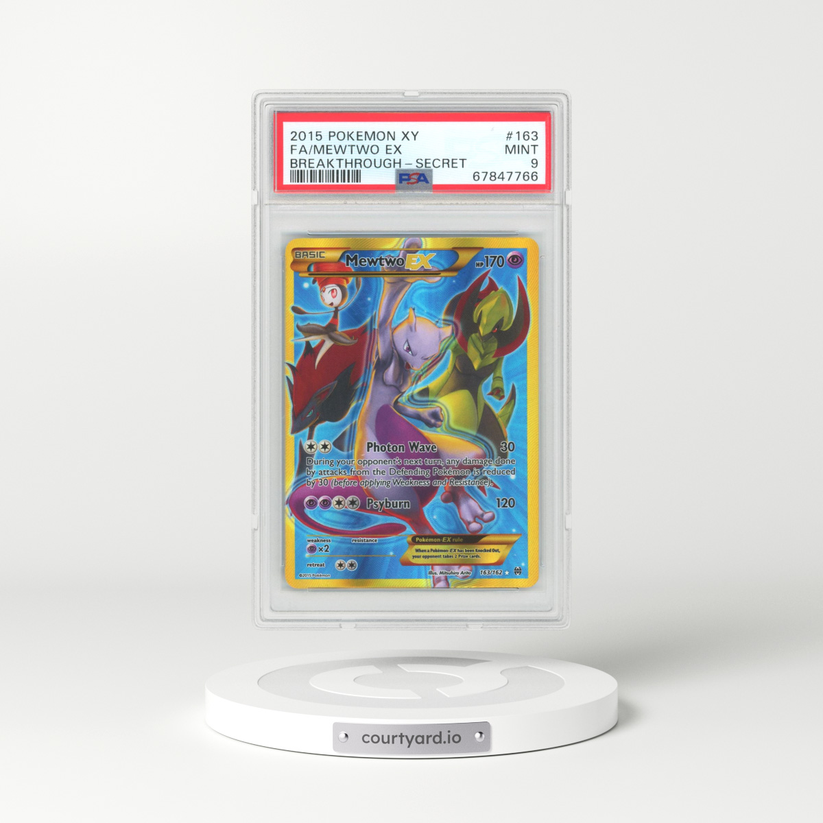 2015 XY BREAKthrough #163 Mewtwo EX - Full Art Holo (PSA 9 MINT)