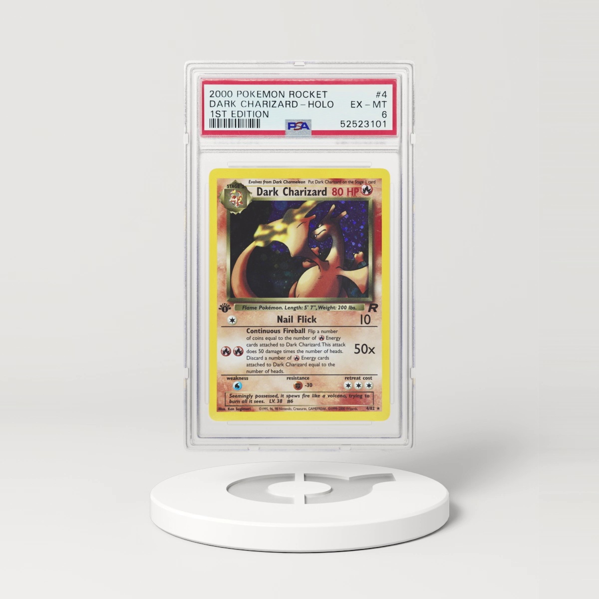 2000 Team Rocket #4 Dark Charizard - 1st Edition Holo (PSA 6 EX-MT)