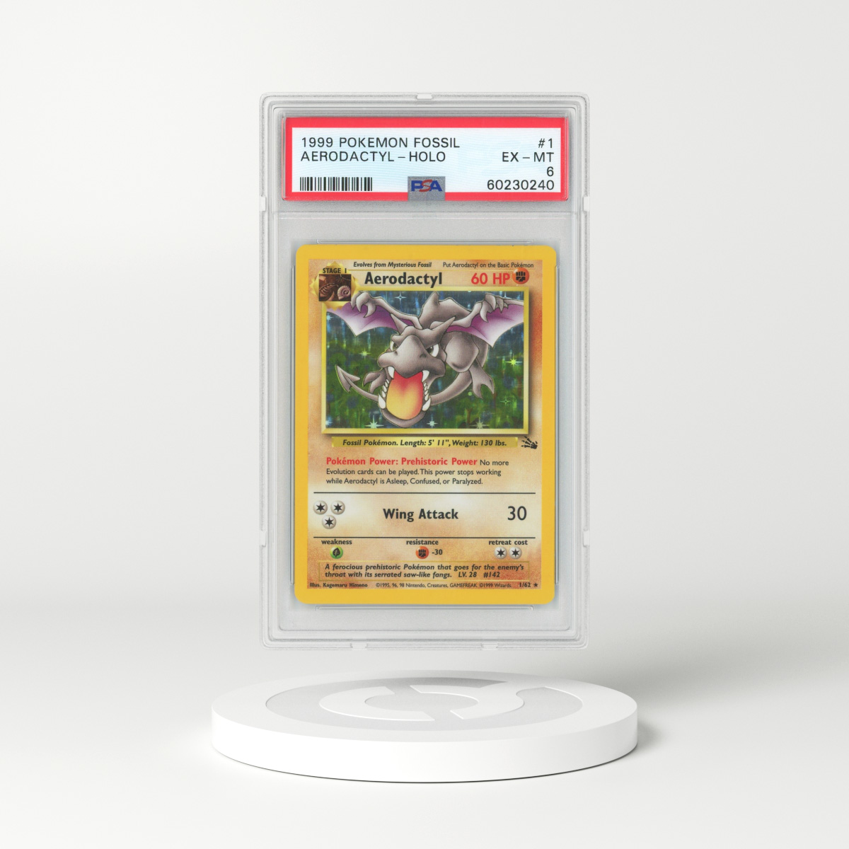 1999 Fossil #1 Aerodactyl - Holo (PSA 6 EX-MT)