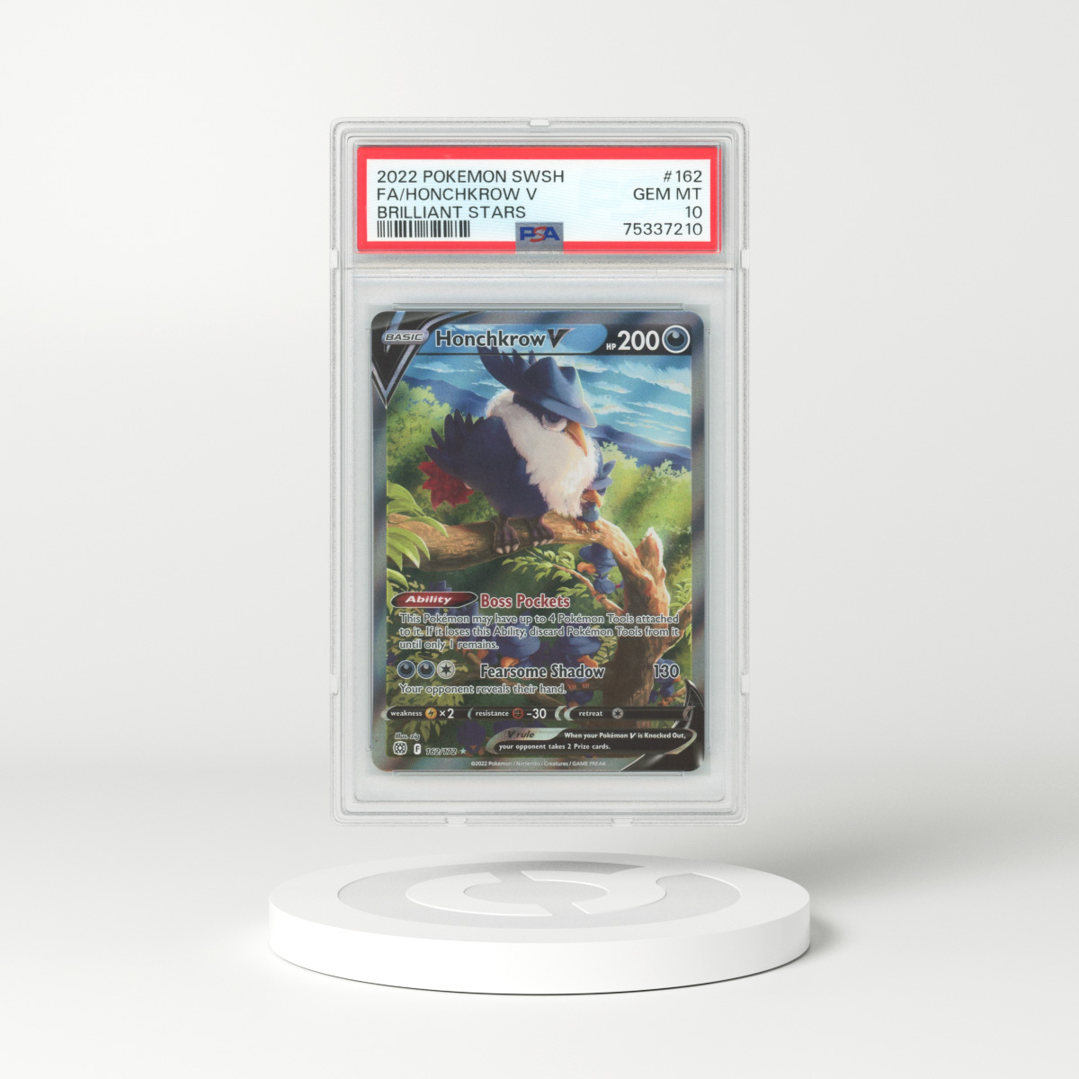 2022 Brilliant Stars #162 Honchkrow V - Full Art Holo (PSA 10 GEM MINT)