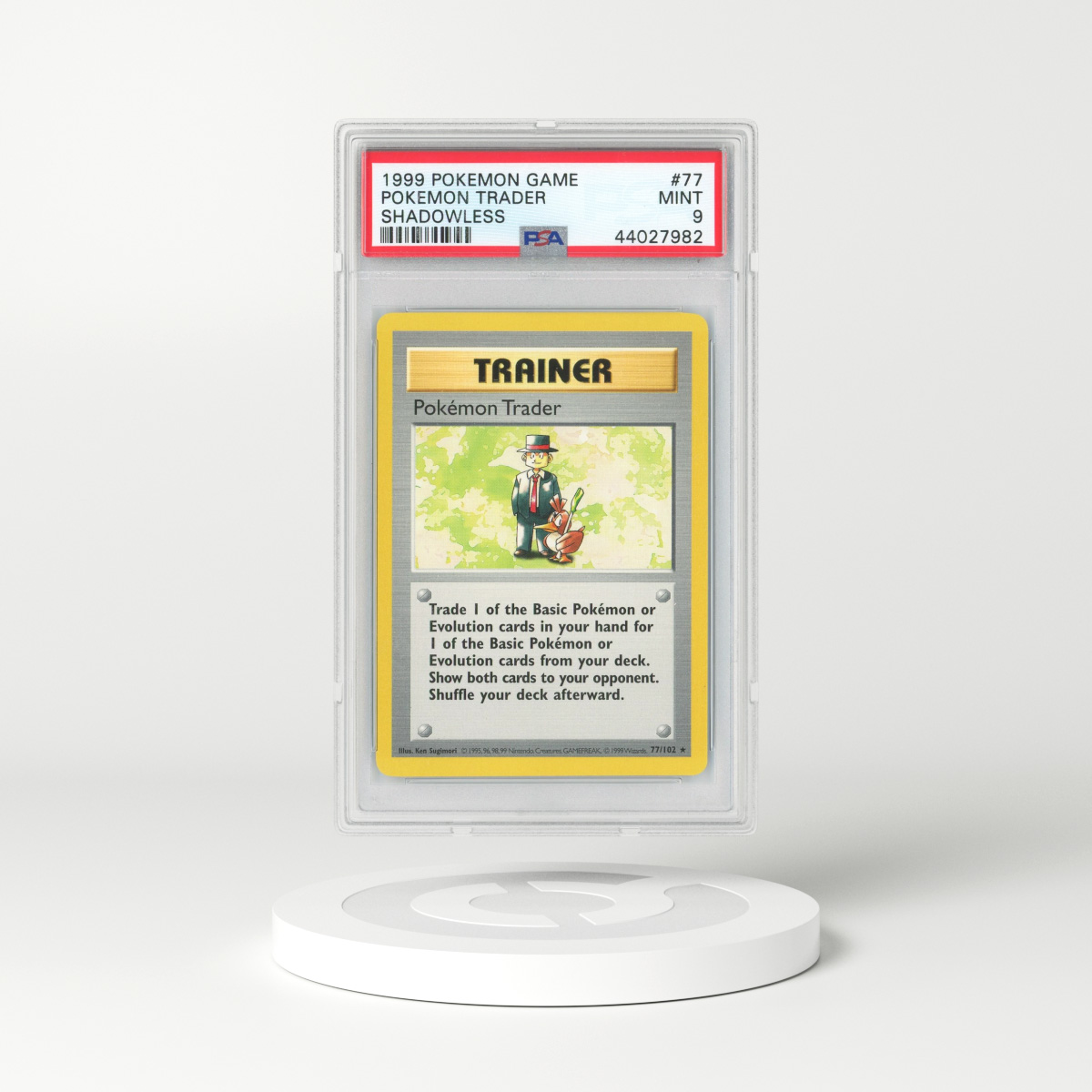 1999 Base Set #77 Pokemon Trader - Shadowless (PSA 9 MINT)