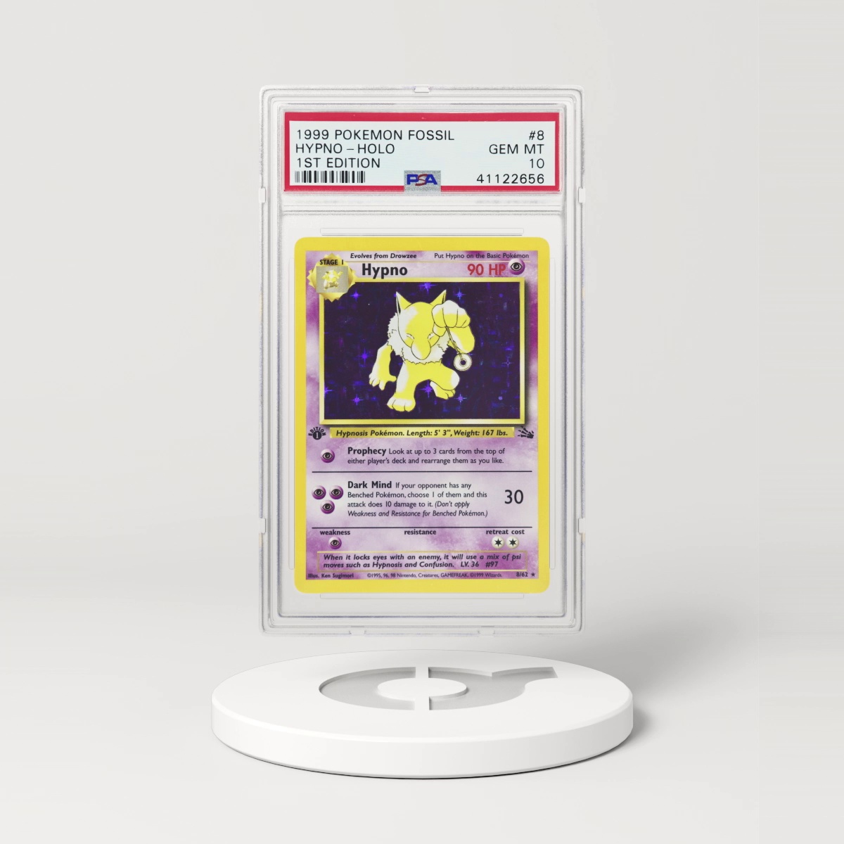 1999 Fossil #8 Hypno - 1st Edition Holo (PSA 10 GEM MINT)