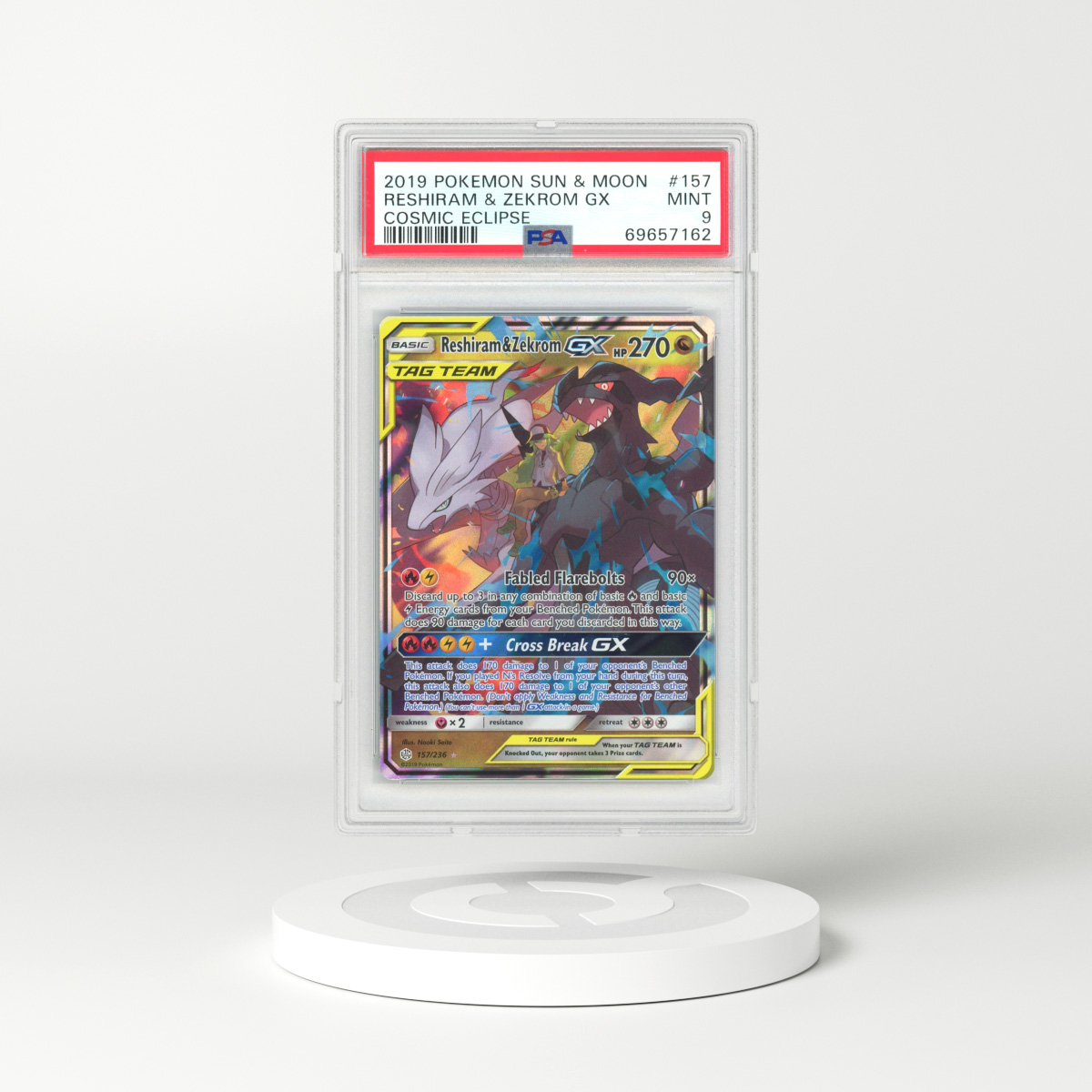 Reshiram & Zekrom GX - Cosmic Eclipse #157 Pokemon Card