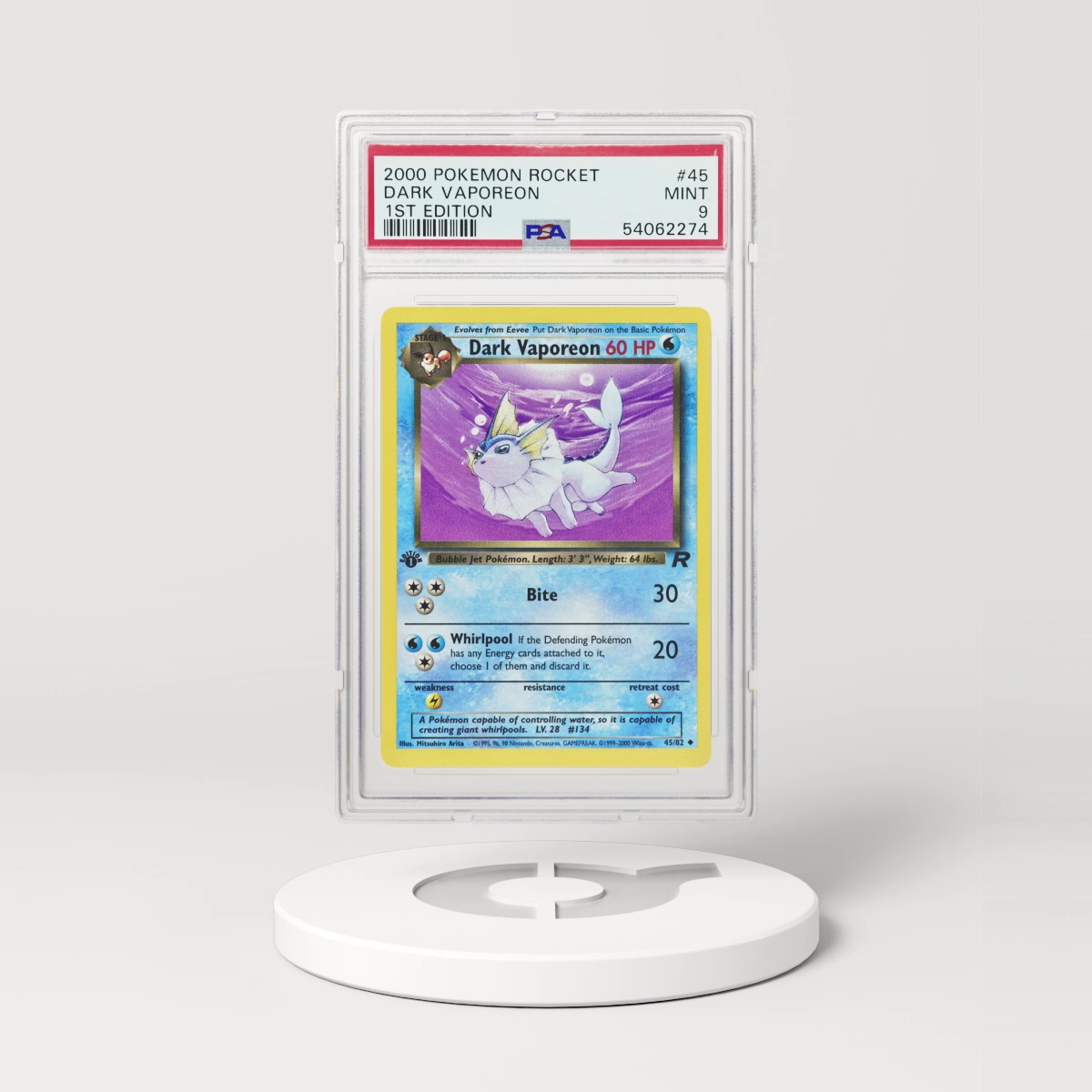 2000 Team Rocket #45 Dark Vaporeon - 1st Edition (PSA 9 MINT)