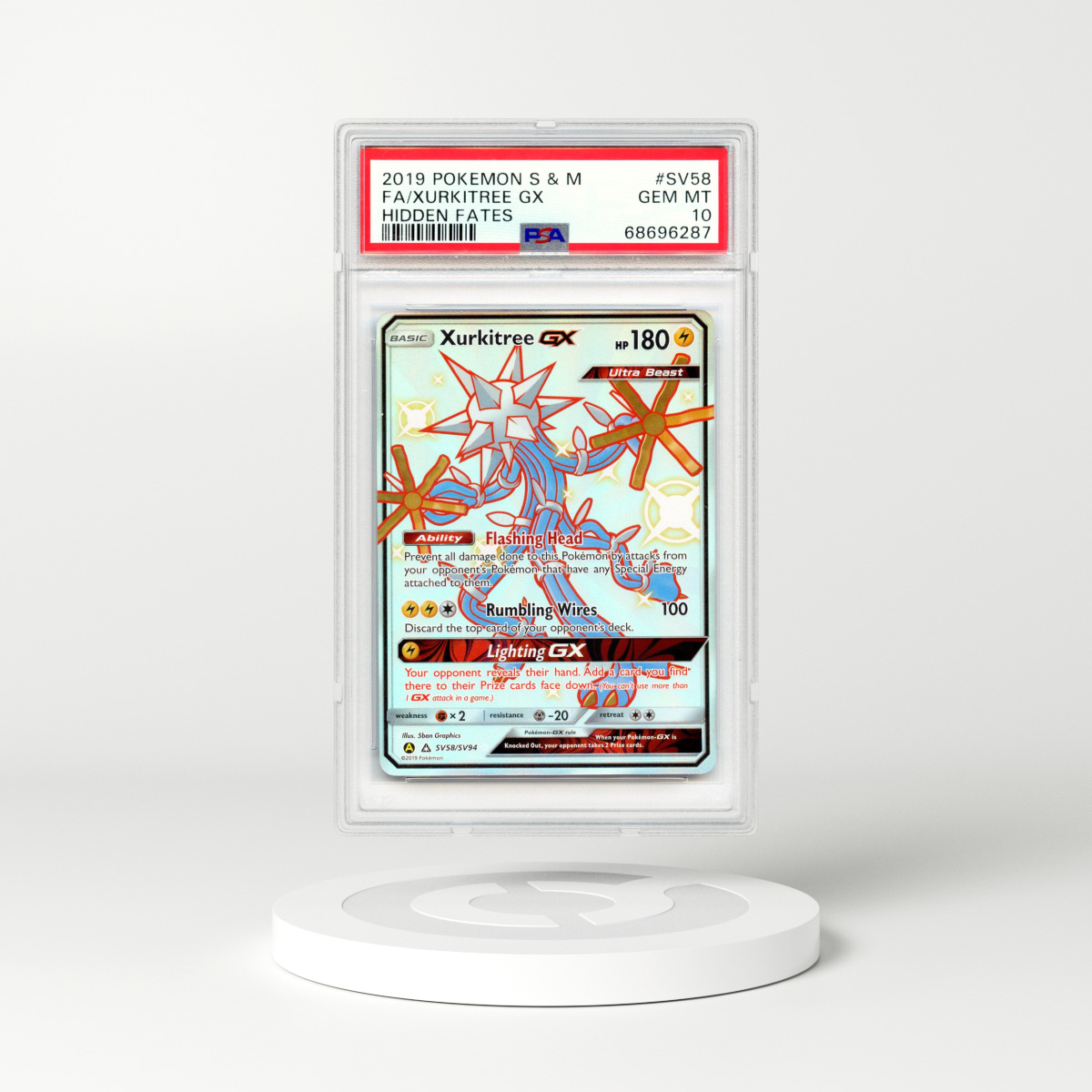 2019 Hidden Fates #58 Xurkitree GX - Full Art Holo (PSA 10 GEM MINT)