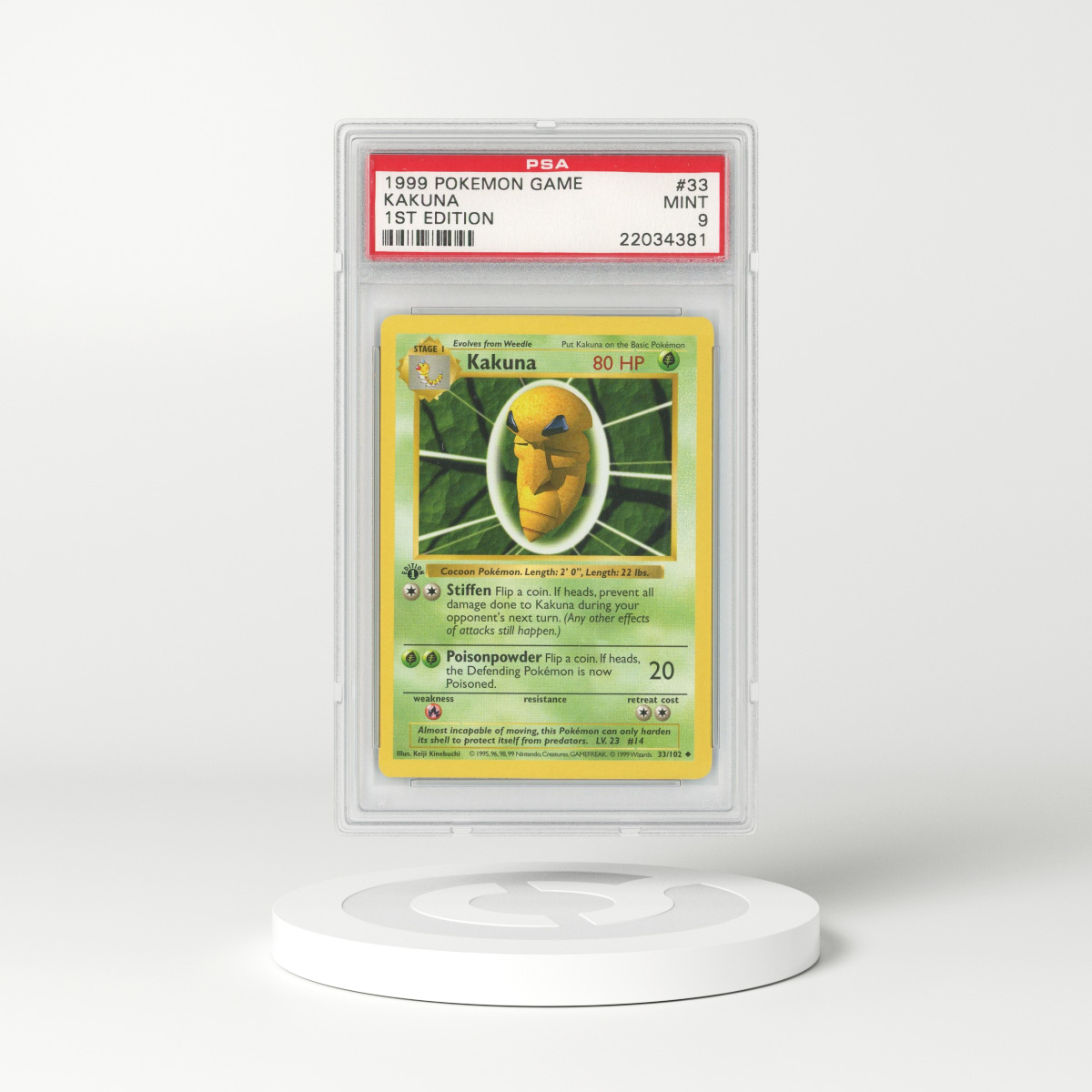 1999 Base Set #33 Kakuna - 1st Edition Shadowless (PSA 9 MINT)