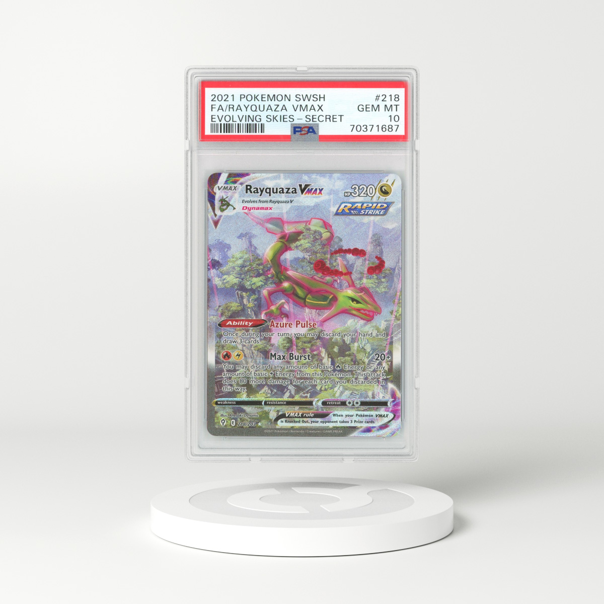 AGS (MINT+ 9.5) Rayquaza VMAX #218 - Evolving Skies (#00048392