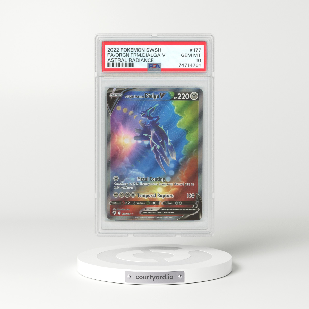 2022 Astral Radiance #177 Origin Dialga V - Full Art Holo (PSA 10 GEM MINT)