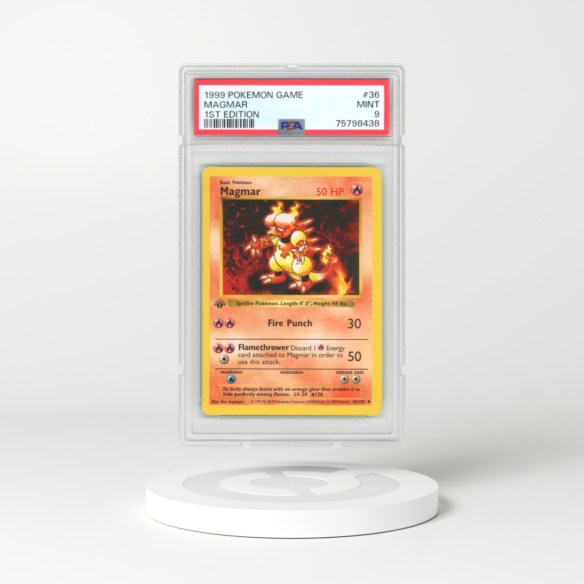 1999 Base Set #36 Magmar - 1st Edition Shadowless (PSA 9 MINT)