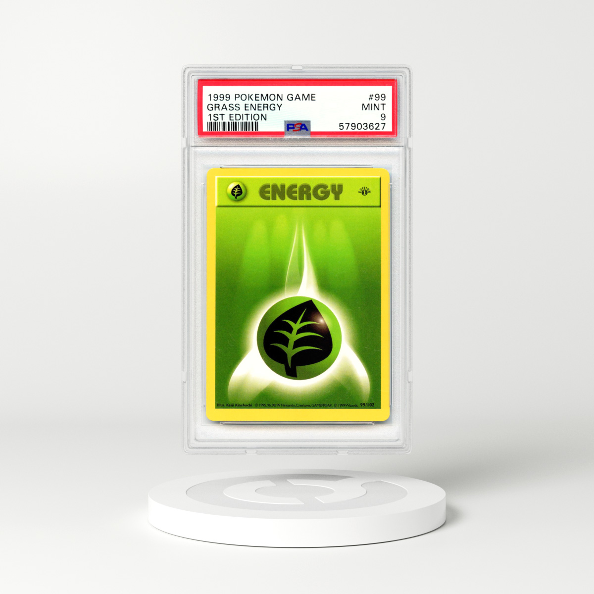 1999 Base Set #99 Grass Energy - 1st Edition Shadowless (PSA 9 MINT)